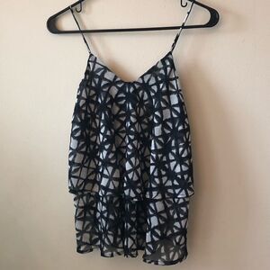 Black/White Patterned Layered Tank XS